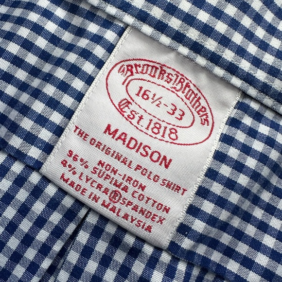 Brooks Brothers Other - BROOKS BROTHERS Men’s Cotton Blue & White Gingham Button Down Shirt - Sz 16H/33